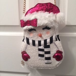 Betsey Johnson BNWT smiling snowman purse